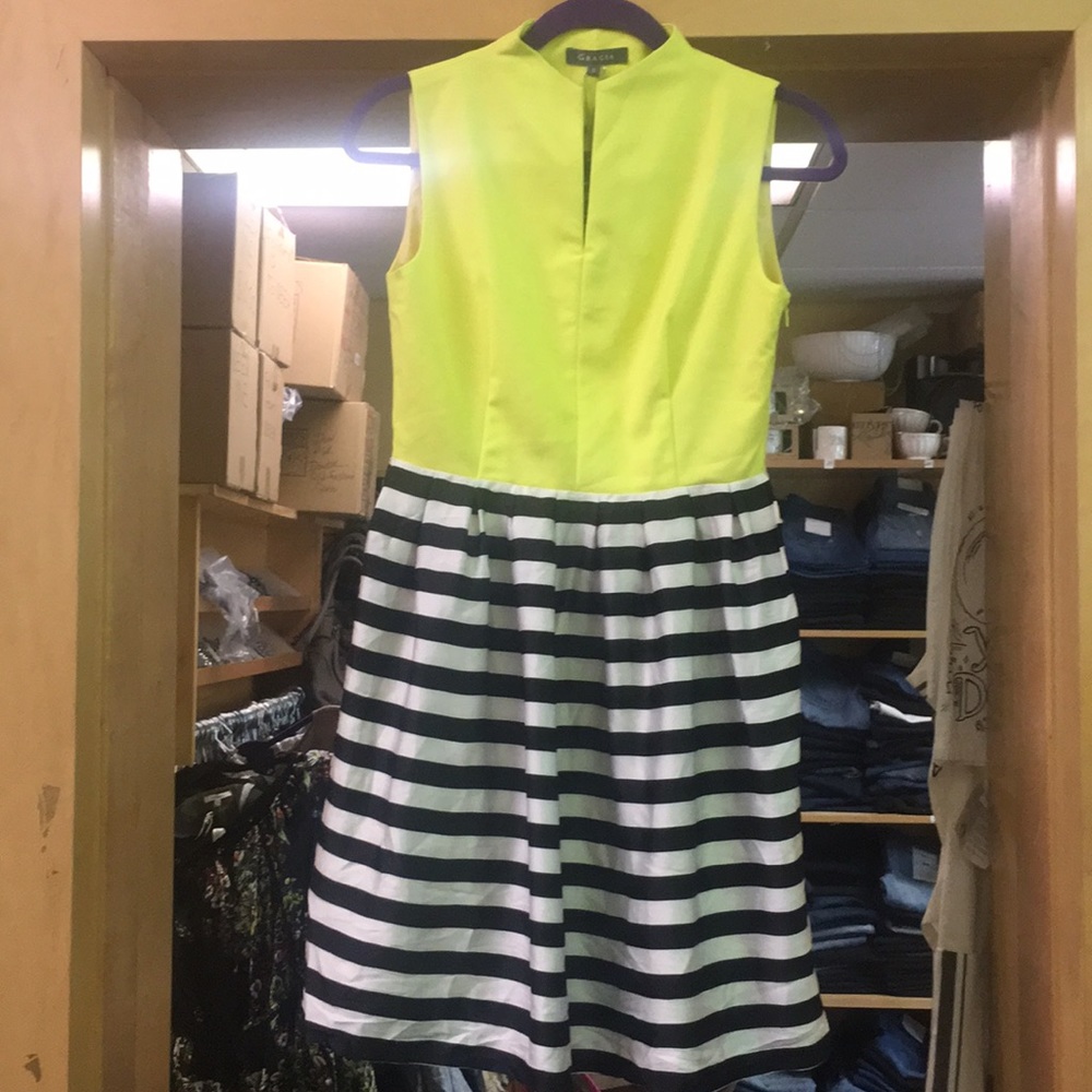 NWT gracia yellow and striped dress